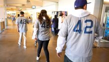 Los Angeles Dodgers honored the 75th Anniversary of Jackie Robinson Major League debut for the Brooklyn Dodgers.