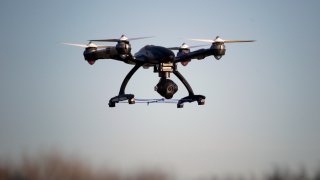 Europe, Germany, View Of Drone With Camera Flying, Airborne