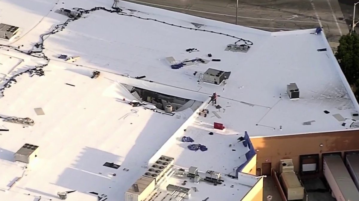Roof collapses at California mall after fire