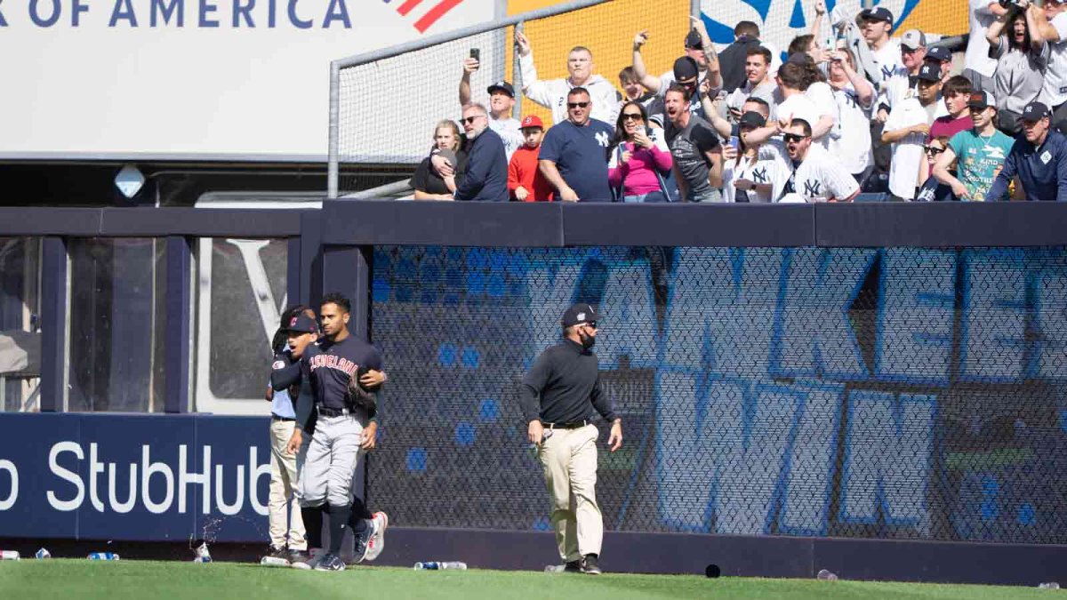 Yankees fans pelt Guardians outfielders with debris after win