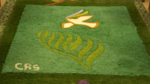 A floor mural is pictured at Our Lady of Grace in Encino.