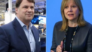 Jim Farley, CEO, Ford, left, and Mary Barra, CEO, General Motors