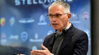 Stellantis CEO Carlos Tavares holds a news conference after meeting with unions, in Turin, Italy, March 31, 2022.