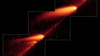 Infrared image from NASA’s Spitzer Space Telescope shows the broken Comet 73P/Schwassman-Wachmann 3.