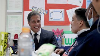 LAUSD Superintendent Alberto M. Carvalho speaks with students.