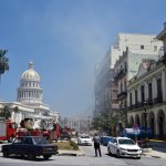 Rescuers work after an explosion in the Saratoga Hotel in Havana, on May 6, 2022. A powerful explosion destroyed part of a hotel under repair in Cuba's capital.