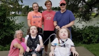 Hannah and Sarah Harding, 16, both rely on formula for their nutrition, and the formula shortage has hit the family hard. Sarah needed to be hospitalized due to complications stemming from switching formulas.