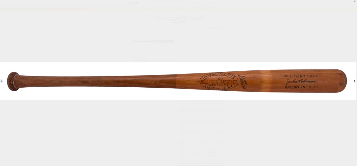 jackie robinson baseball bat value