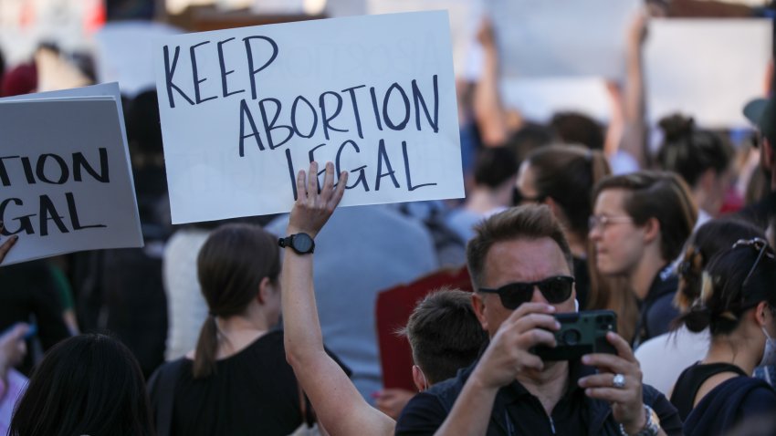 WASHINGTON, UNITED STATES – MAY 3: Anti-abortion and abortion rights demonstrators during a protest outside the U.S. Supreme Court in Washington, D.C., U.S., on Tuesday, May 3, 2022. Abortion rights suddenly emerged as an issue that could reshape the battle between Democrats and Republicans for control of Congress, following a report that conservatives on the U.S. Supreme Court were poised to strike down the half-century-old Roe v. Wade precedent (Photo by Yasin Ozturk/Anadolu Agency via Getty Images)