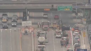 Crews at the scene of a water main break near LAX.