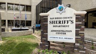 Outside the San Diego County Sheriff's Department headquarters.