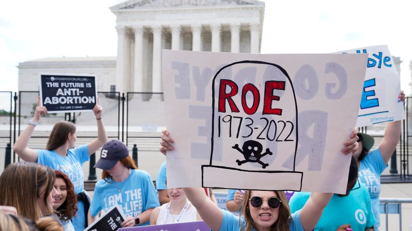 Demonstrators protest about abortion outside the Supreme Court in Washington, Friday, June 24, 2022. 