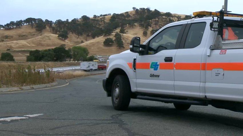 FILE photo of a Caltrans vehicle on a roadway.