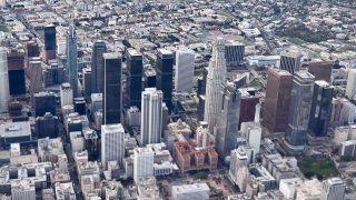 An aerial view of downtown LA.