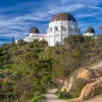 Historic Griffith Observatory in the Hollywood Hills of Los Angeles, California.