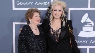 Singer Cyndi Lauper (R) and her mother Catrine (L)