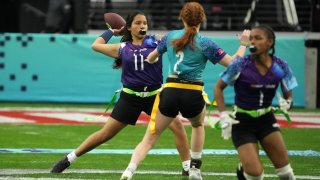 The Pro Bowl girls flag football age 14 and under championship game is played at Allegiant Stadium.