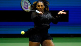 Serena Williams, of the United States, competes against Anett Kontaveit, of Estonia, during the second round of the U.S. Open tennis championships, Wednesday, Aug. 31, 2022, in New York.