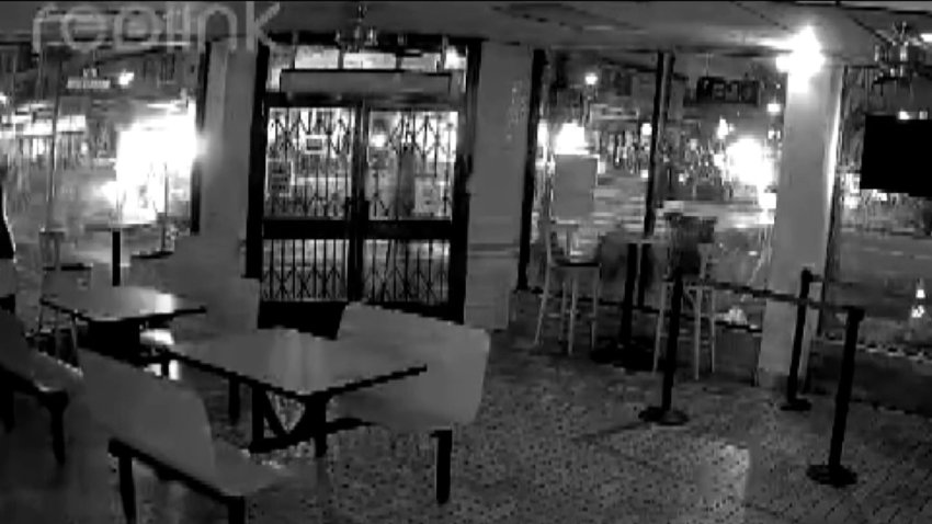 Security camera footage shot on Saturday night in the Gaslamp Quarter