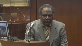 Horace Vaultz testifies in his own defense at his murder trial in Downtown LA