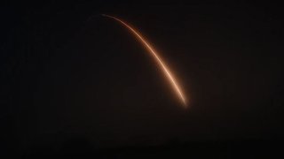 An Air Force Global Strike Command unarmed Minuteman III intercontinental ballistic missile launches during an operational test at 12:49 A.M. PDT Tuesday 16 Aug, 2022 at Vandenberg Space Force Base.
