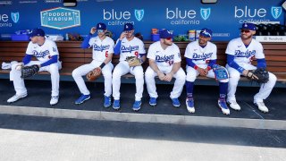 A view of the Dodgers dugout.