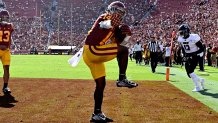 USC Trojans defeated the Rice Owls 66-14 during a NCAA football game at the Los Angeles Memorial Coliseum.