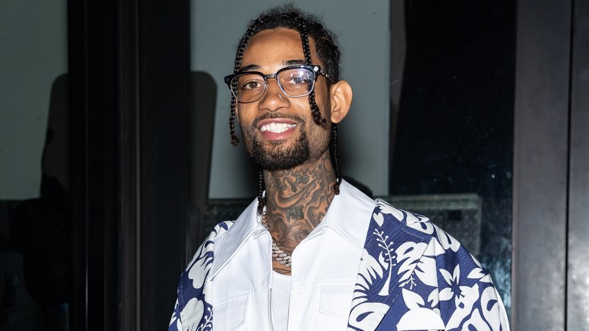 PnB Rock arriving to the Palm Angels Fashion Show during New York Fashion Week on February 9, 2020 in New York City.