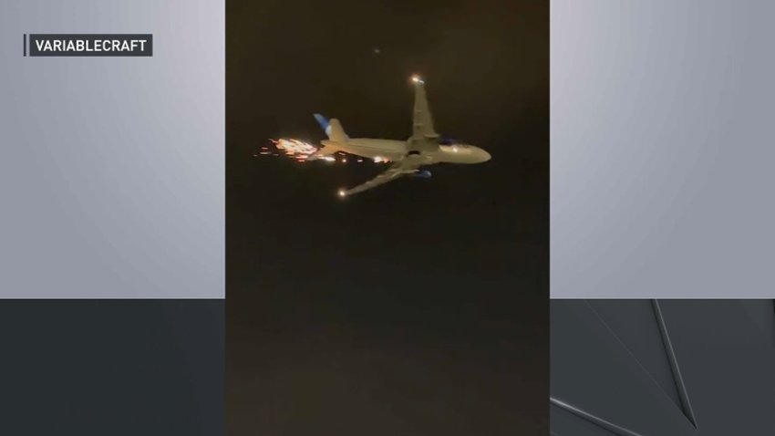 United said that the flight to Brazil experienced a mechanical issue, likely a hydraulic pump, which may have caused the sparks, which slowly fell from the sky.