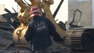 LAFD Arson investigator at scene of North Hollywood Fire