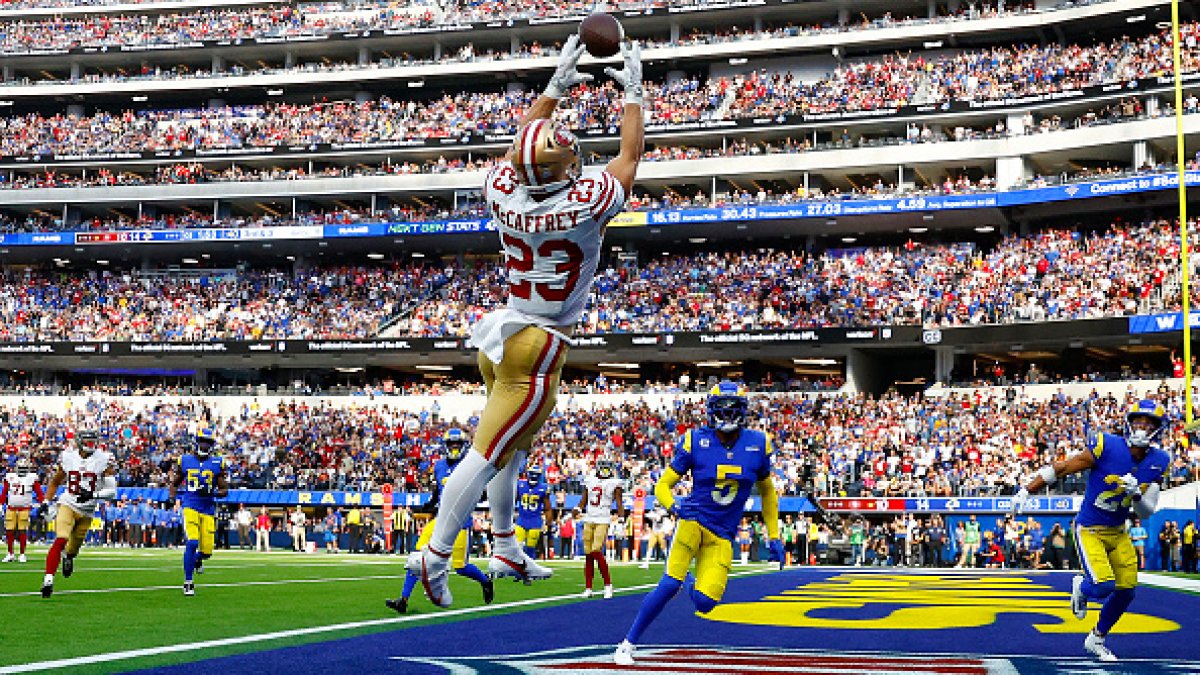 Christian McCaffrey Throws, Catches, and Runs for Touchdowns in 49ers 31-14  Rout of Rams – NBC Los Angeles