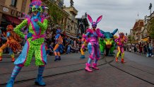 ÒMagic HappensÓ parade at Disneyland Park celebrates the awe-inspiring moments of magic that are at the heart of so many Disney stories. This daytime spectacular features stunning floats, beautiful costumes and beloved Disney characters. (Joshua Sudock/Disneyland Resort)