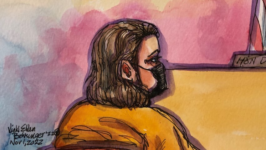 Sketch of accused Paul Pelosi attacker David DePape appearing in San Francisco court, Nov. 1, 2022.