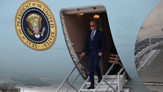 President Joe Biden arrives at Kirtland Air Force Base.