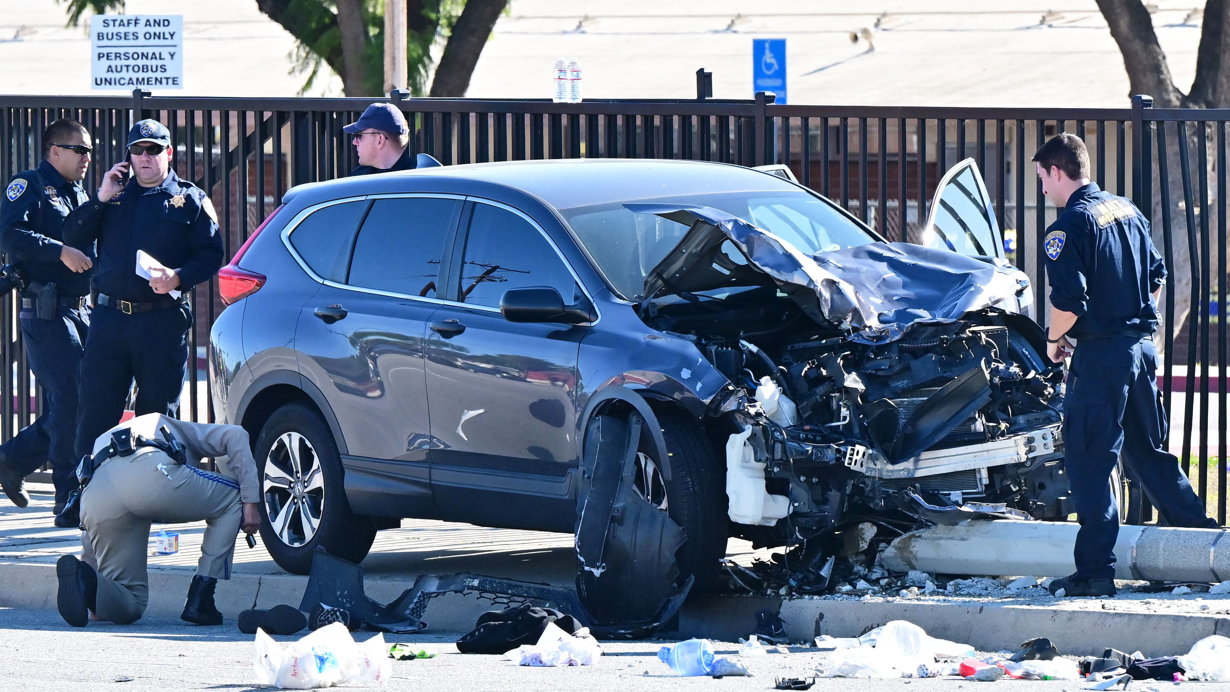 Car crashes into Los Angeles sheriff's department recruits on