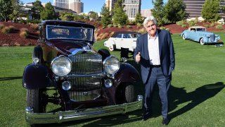 FILE - Jay Leno poses for a photo at the 2022 Las Vegas Concours d'Elegance at Wynn Las Vegas on Oct. 29, 2022, in Las Vegas, Nevada.
