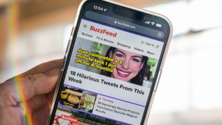 The BuzzFeed website on a smartphone arranged in Hastings-on-Hudson, New York, on Monday, Dec. 6, 2021.