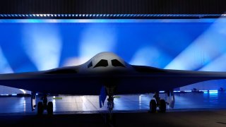 The B-21 Raider stealth bomber is unveiled at Northrop Grumman Friday, Dec. 2, 2022, in Palmdale, Calif.