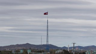 FILE - A North Korean flag