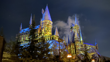 Hogwarts during the holidays at Universal Studios Hollywood.