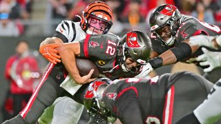 Tom Brady and the Bucs turned the ball over on their first five second-half possessions in Sunday's loss to the Bengals. (Getty Images)