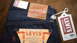 A pair of Levi’s selvedge denim jeans arranged in Louisville, Kentucky.