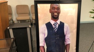 A portrait of Tyre Nichols is displayed at a memorial service for him on Tuesday, Jan. 17, 2023 in Memphis, Tenn.