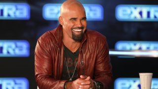 Actor Shemar Moore visits “Extra” at Burbank Studios on October 02, 2019 in Burbank, California.