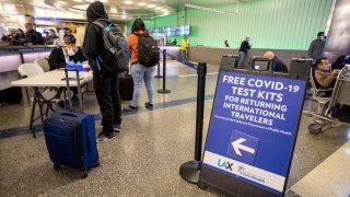 A California Department of Public Health Covid-19 testing site inside Tom Bradley International Terminal at Los Angeles International Airport (LAX) in Los Angeles, California, US, on Monday, Jan. 9, 2023.