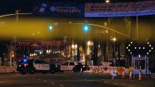 MONTEREY PARK, CA - JANUARY 22: (EDITOR'S NOTE: Alternate crop.) Law enforcement at the scene of a shooting on January 22, 2023 in Monterey Park, California. Ten people have been shot dead during at a gathering celebrating the Chinese lunar new year. (Photo by Eric Thayer/Getty Images)