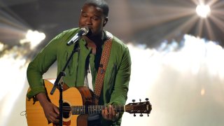 FILE - Contestant C.J. Harris performs onstage at FOX’s “American Idol XIII” Top 7 Live Performance Show on April 16, 2014 in Hollywood, Calif.