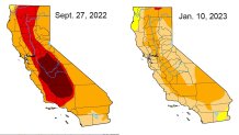 These US Drought Monitor maps show drought conditions in California at the end of September and Jan. 10, 2023.