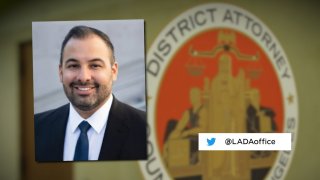 Graphic that shows LA Co DA official Joseph Iniguez