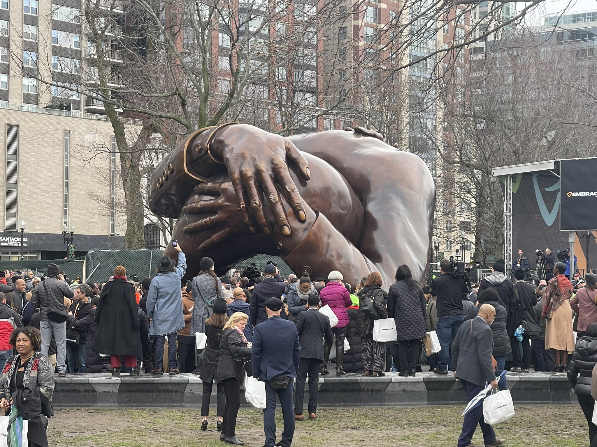 ‘Love 360': The Embrace, Boston's New Monument to MLK, Coretta Scott King, Is Unveiled